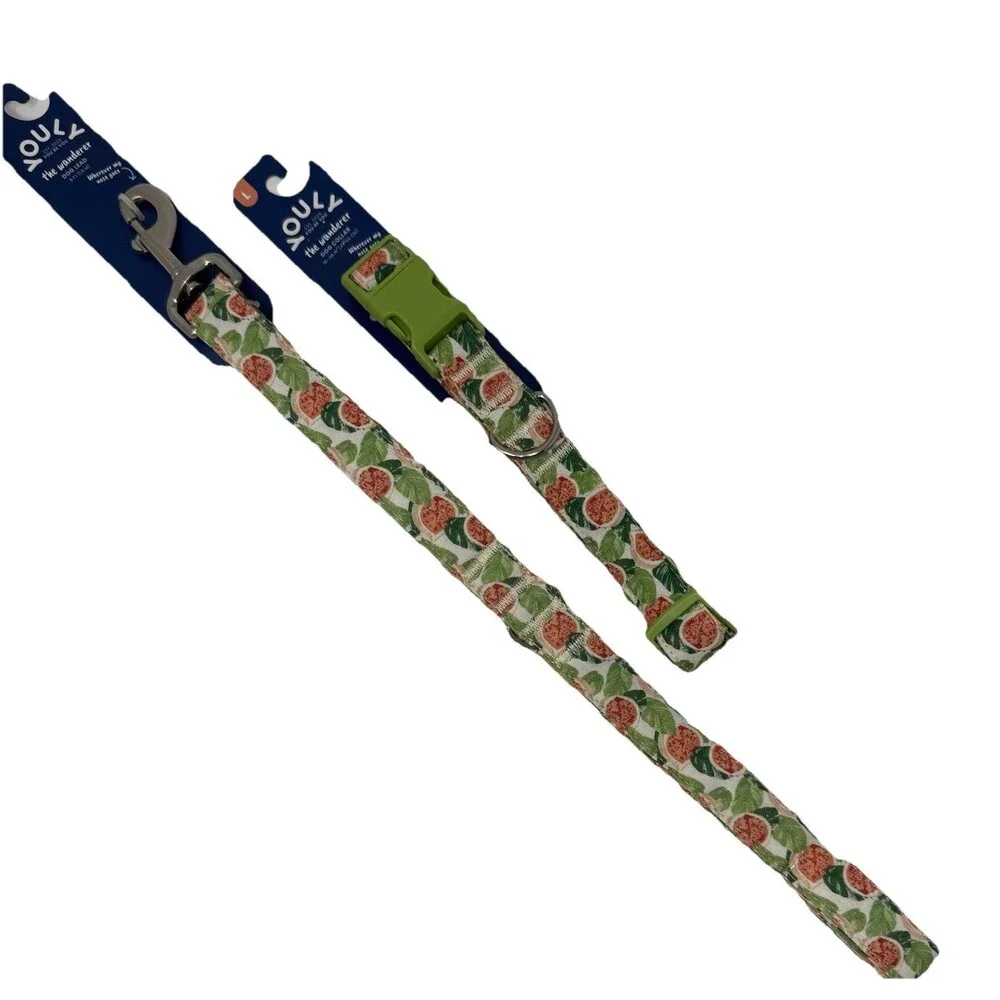 Youly The Wanderer Fig Leaf Dog‎ 6 Ft Leash And Large Collar Set Combo NWT